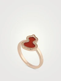 Wulu 18K Rose Gold Ring With Red Agate And Diamonds