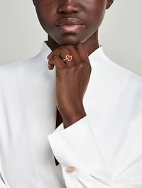 Wulu 18K Rose Gold Ring With Red Agate And Diamonds