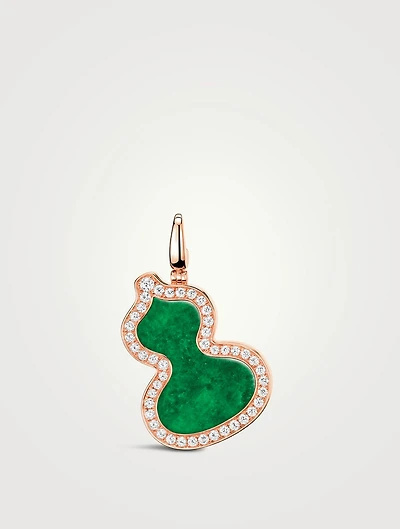 Wulu 18K Gold Jade Pendant With Diamonds