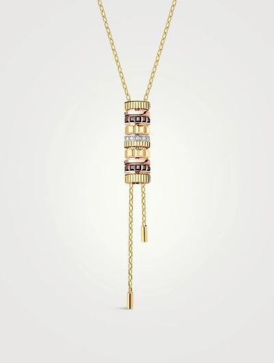 Quatre Classique 18K Gold Tie Necklace With Brown PVD And Diamonds
