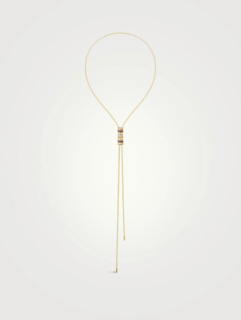 Quatre Classique 18K Gold Tie Necklace With Brown PVD And Diamonds