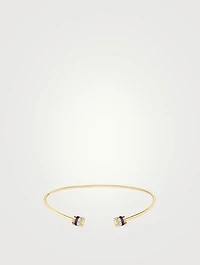 Quatre Classique 18K Gold Two Motifs Open Necklace With Brown PVD And Diamonds