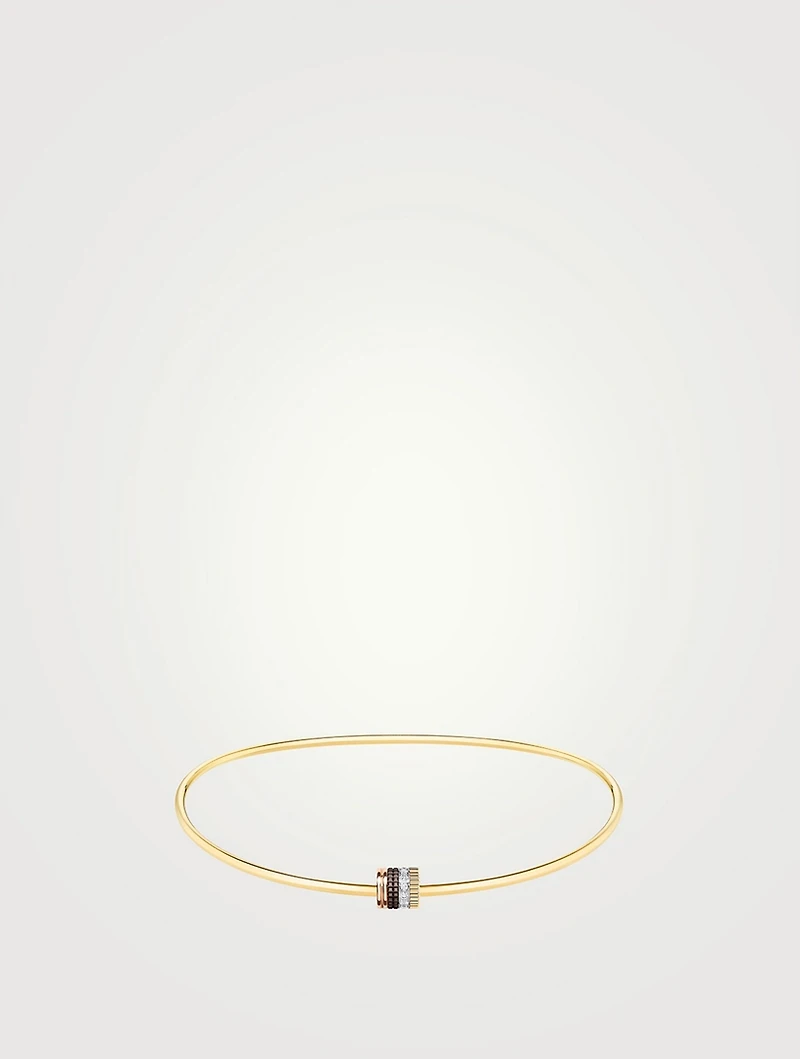 Small Quatre Classique 18K Gold Necklace With Brown PVD And Diamonds