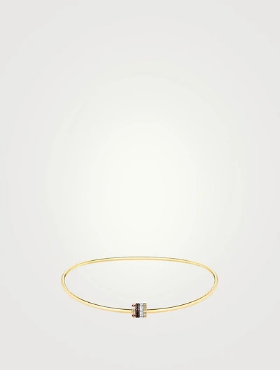 Small Quatre Classique 18K Gold Necklace With Brown PVD And Diamonds