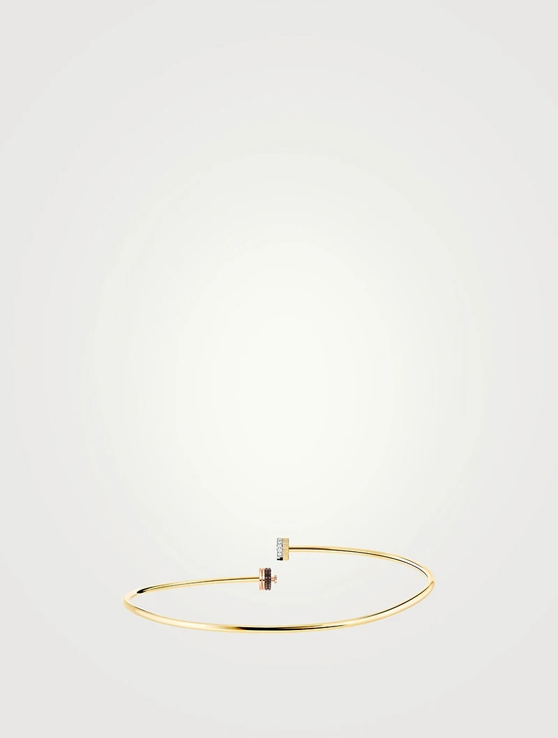 Small Quatre Classique 18K Gold Necklace With Brown PVD And Diamonds