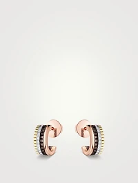 Mini Quatre Classique 18K Gold Hoop Earrings With Brown PVD And Diamonds