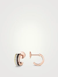 Mini Quatre Classique 18K Gold Hoop Earrings With Brown PVD And Diamonds