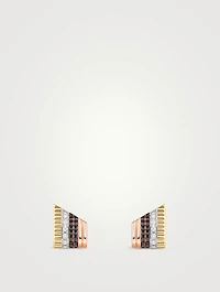 Quatre Classique 18K Gold Stud Earrings With Brown PVD And Diamonds