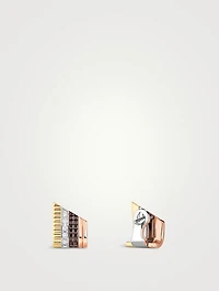 Quatre Classique 18K Gold Stud Earrings With Brown PVD And Diamonds