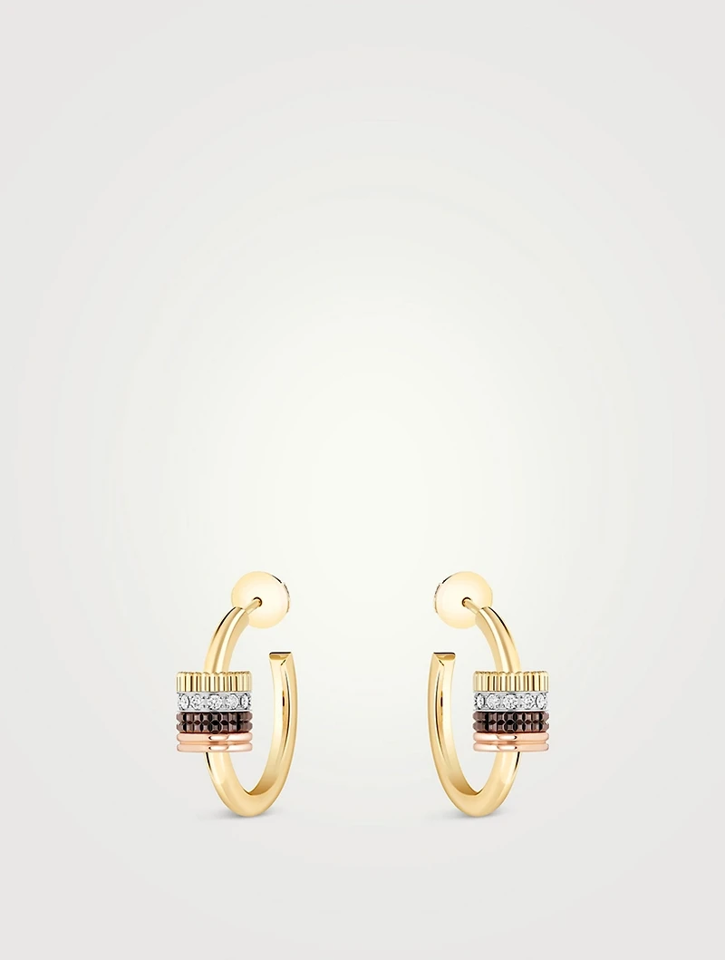 Quatre Classique 18K Gold Earrings With Brown PVD And Diamonds