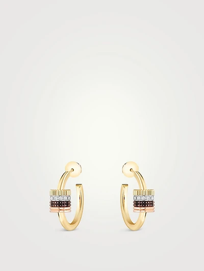 Quatre Classique 18K Gold Earrings With Brown PVD And Diamonds