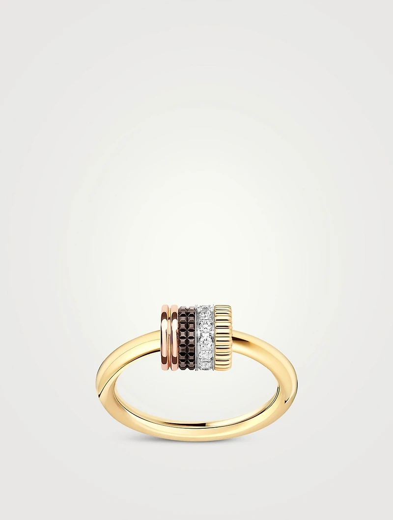 Quatre Classique 18K Gold Ring With Brown PVD And Diamonds