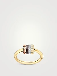 Quatre Classique 18K Gold Ring With Brown PVD And Diamonds