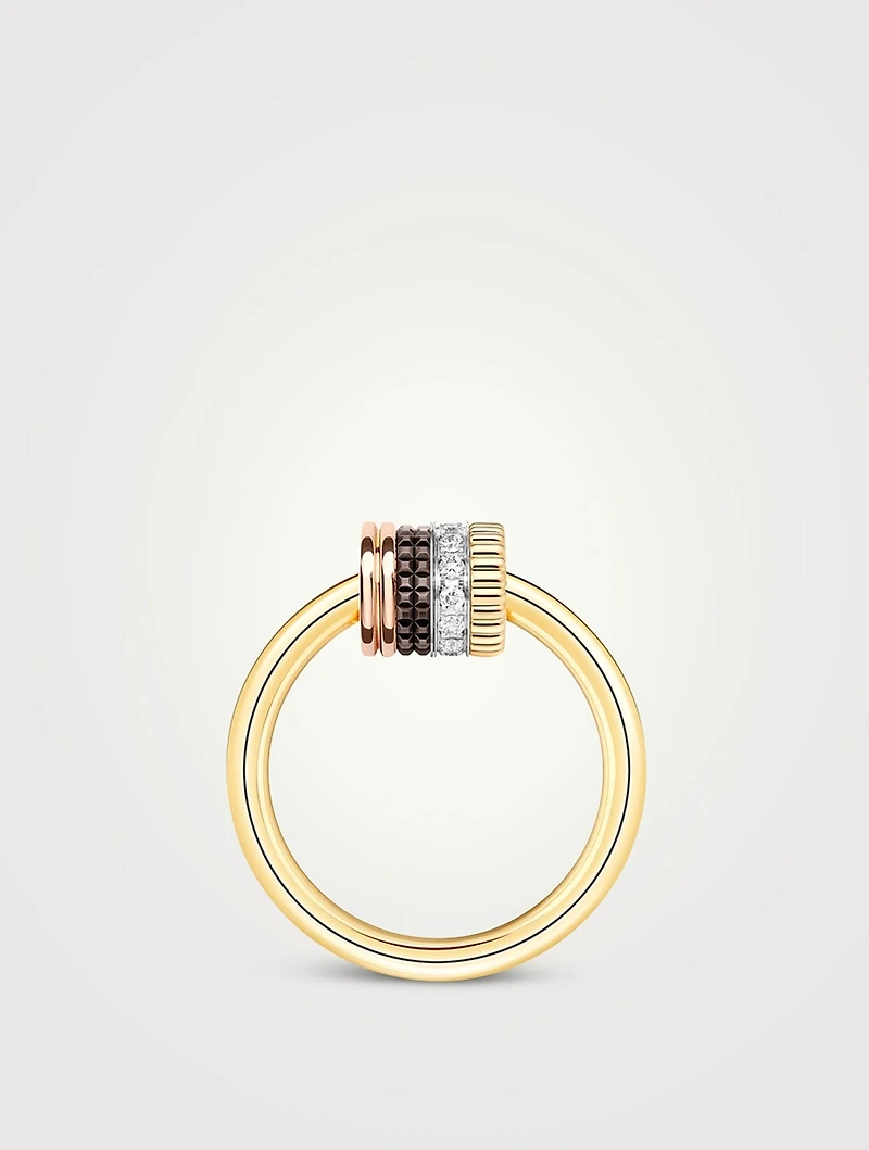 Quatre Classique 18K Gold Ring With Brown PVD And Diamonds