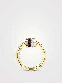 Quatre Classique 18K Gold Ring With Brown PVD And Diamonds