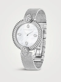 Serpent Bohème Steel Mother-Of-Pearl Bracelet Watch With Diamonds