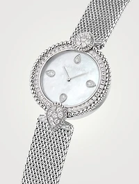 Serpent Bohème Steel Mother-Of-Pearl Bracelet Watch With Diamonds