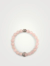 Bohème Faceted Rose Quartz Beaded Bracelet With Silver Crescent Moon