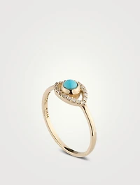 Classique 14K Gold Evil Eye Ring With Sleeping Beauty Turquoise And Diamonds