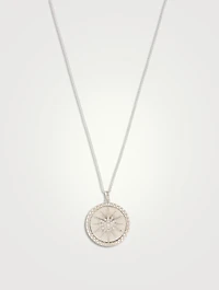 Dew Drop Eve Silver Celestial Burst Medallion Necklace