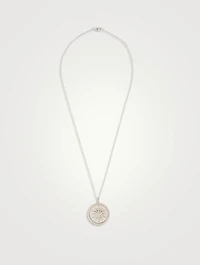 Dew Drop Eve Silver Celestial Burst Medallion Necklace