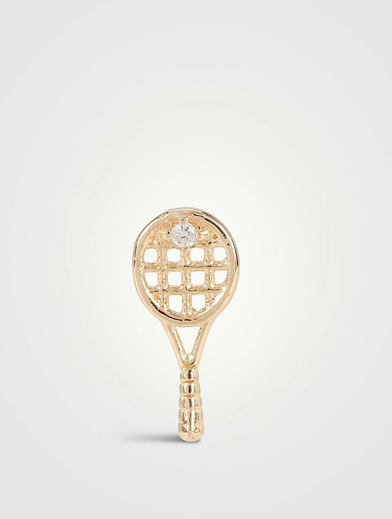 Love Letter Kelly 14K Gold Tennis Racket Stud Earring With Diamond