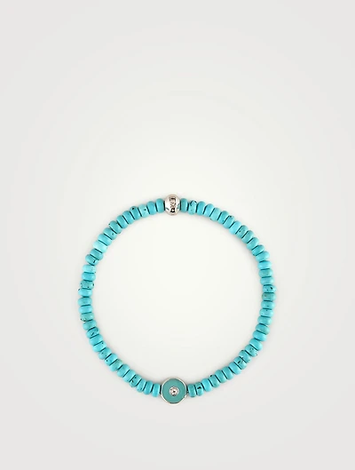 Jac+Jo Turquoise Beaded Bracelet With Silver Evil Eye