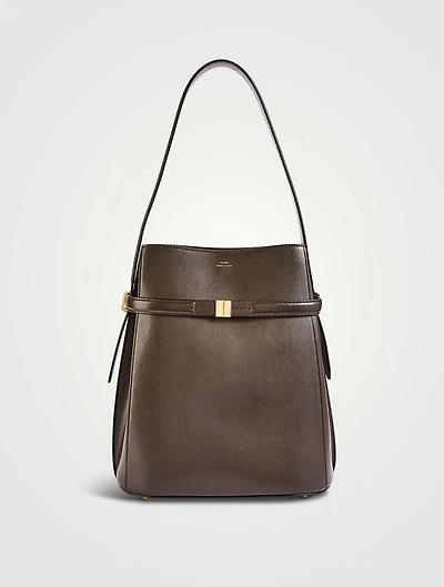 Belted Leather Bucket Bag