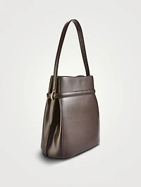 Belted Leather Bucket Bag