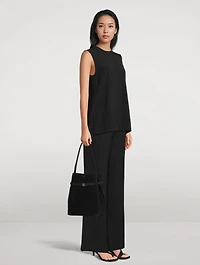 Belted Suede Bucket Bag