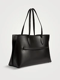 Lounge Embroidered Leather Tote Bag