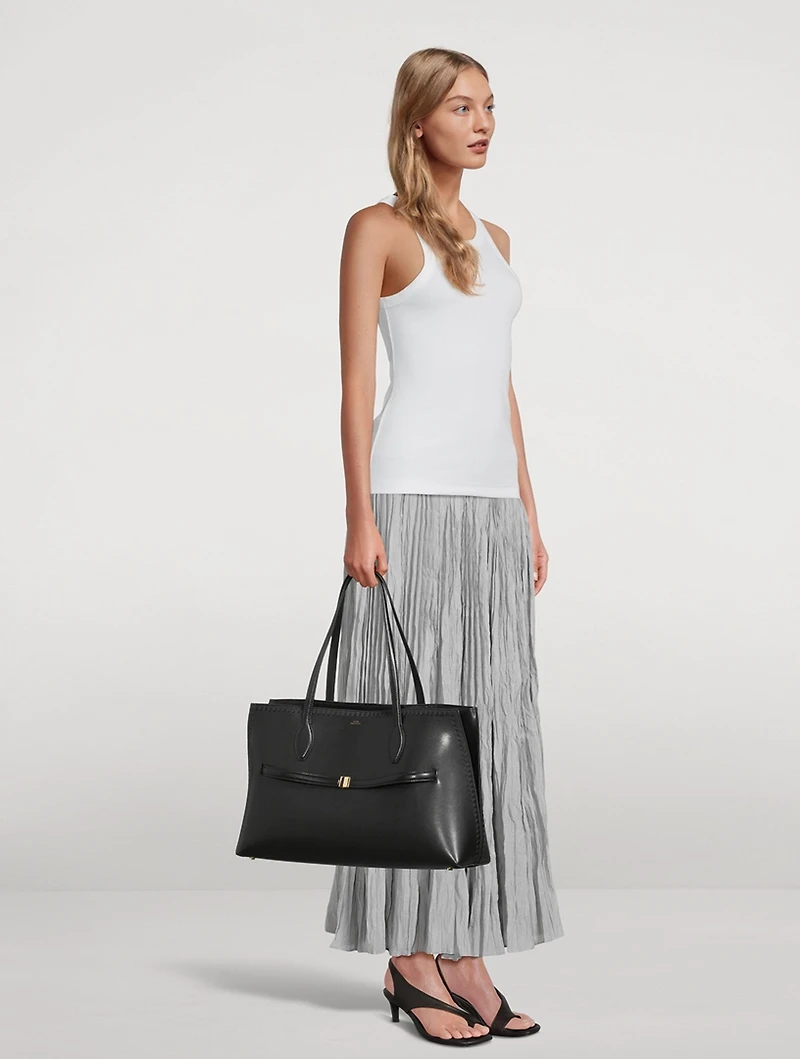 Lounge Embroidered Leather Tote Bag