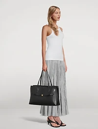 Lounge Embroidered Leather Tote Bag