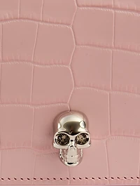Small Skull Croc-Embossed Leather Crossbody Bag