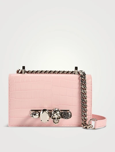 Mini Jewelled Croc-Embossed Leather Satchel