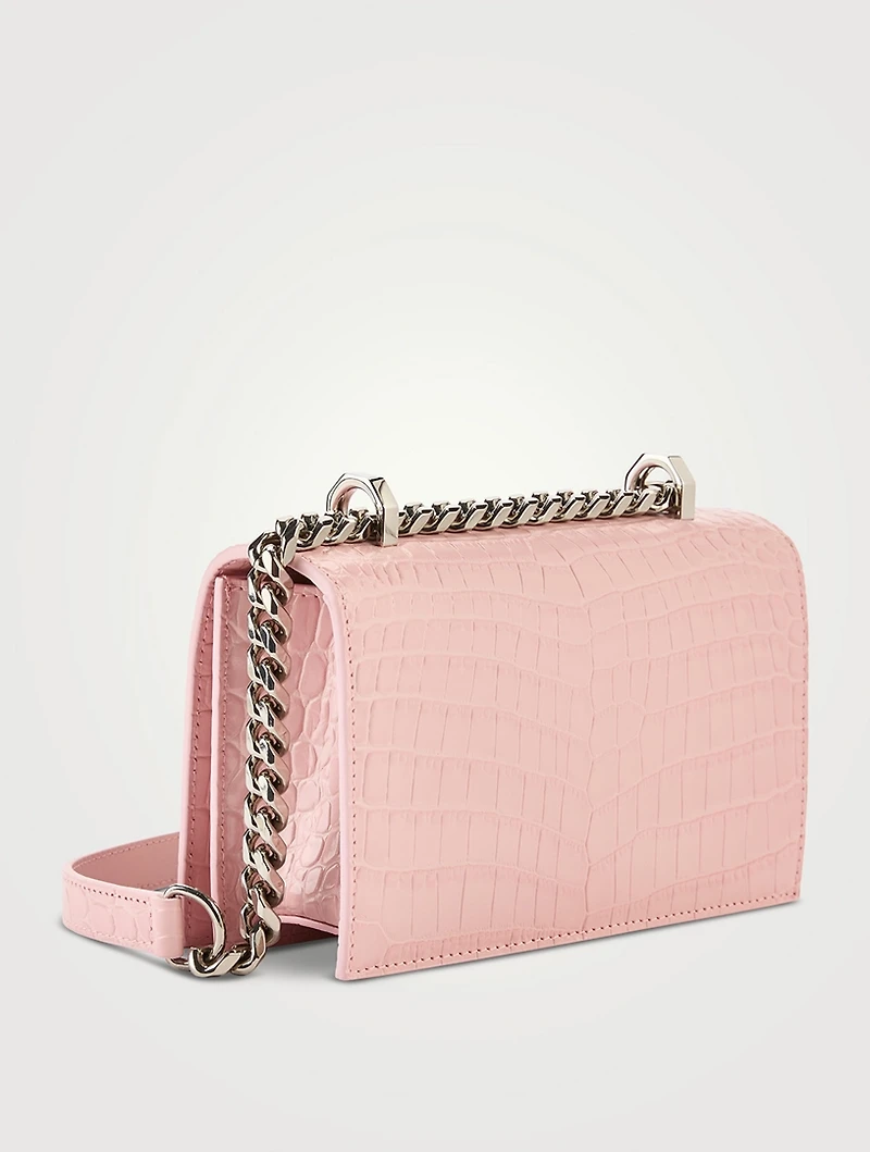 Mini Jewelled Croc-Embossed Leather Satchel