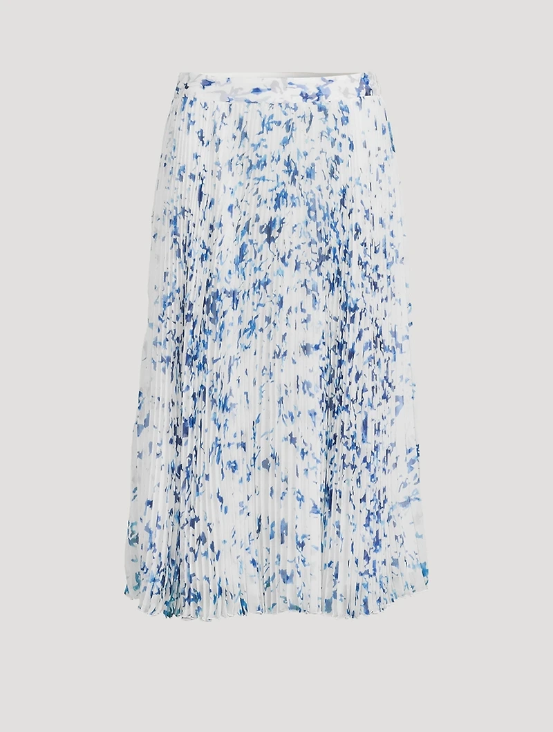 Cecily Pleated Chiffon Midi Skirt Floral Print