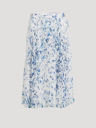 Cecily Pleated Chiffon Midi Skirt Floral Print