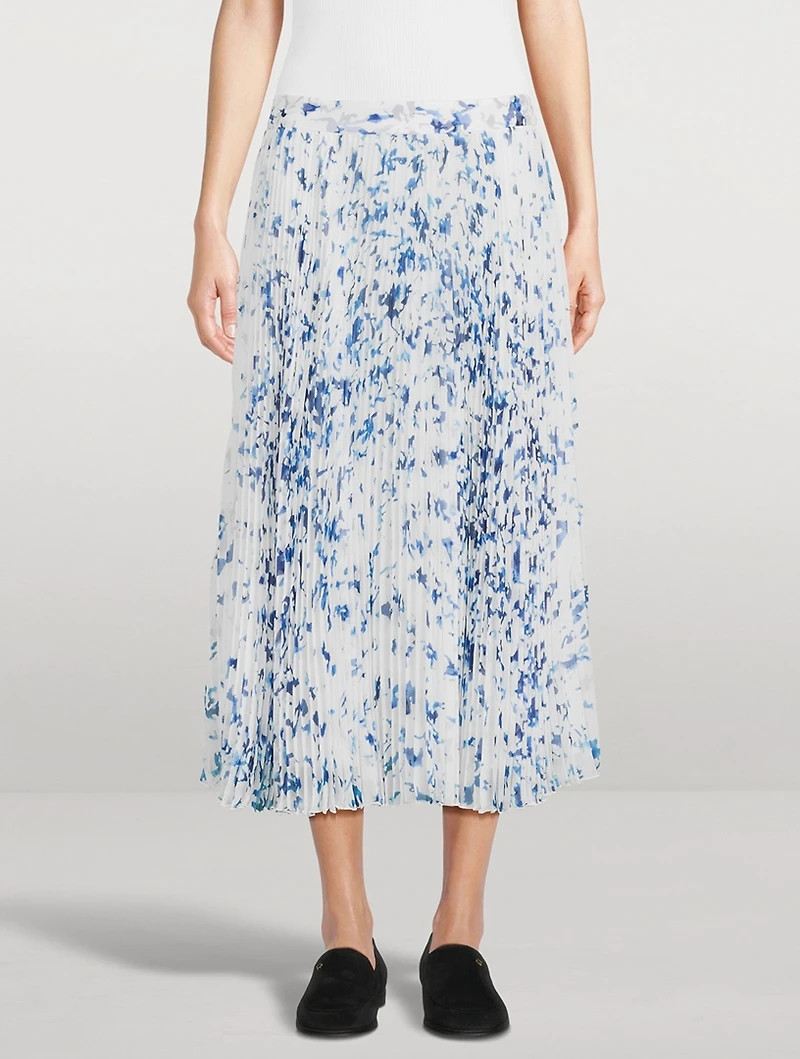 Cecily Pleated Chiffon Midi Skirt Floral Print