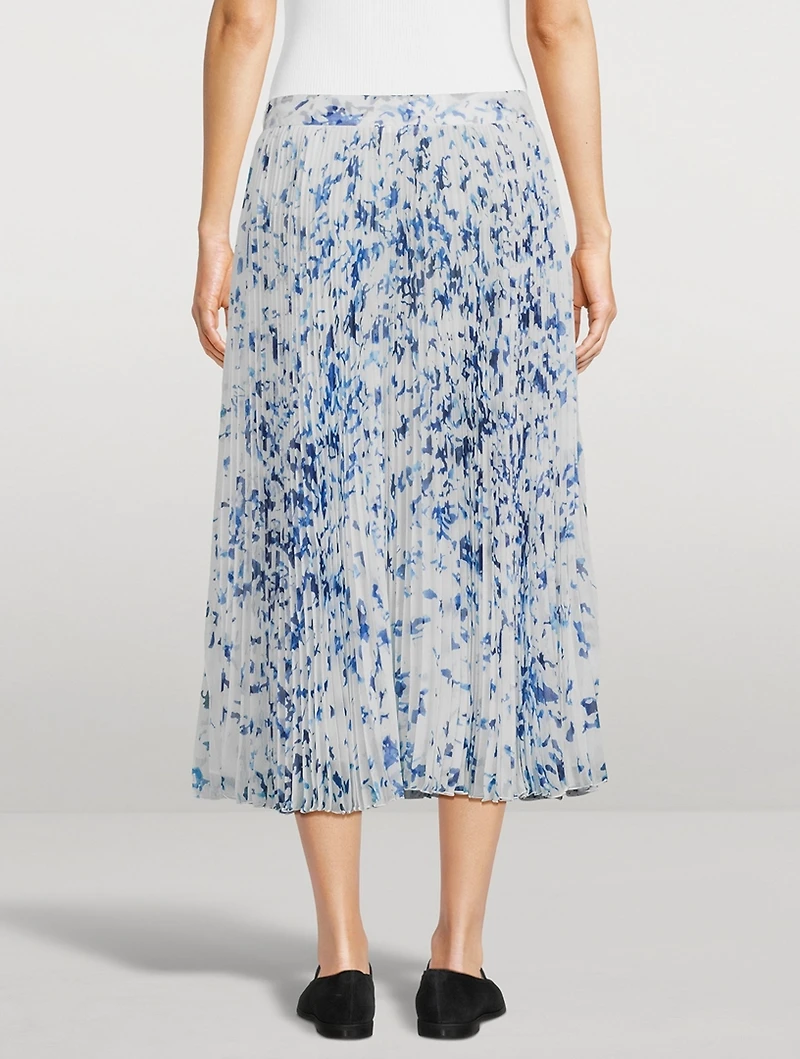 Cecily Pleated Chiffon Midi Skirt Floral Print