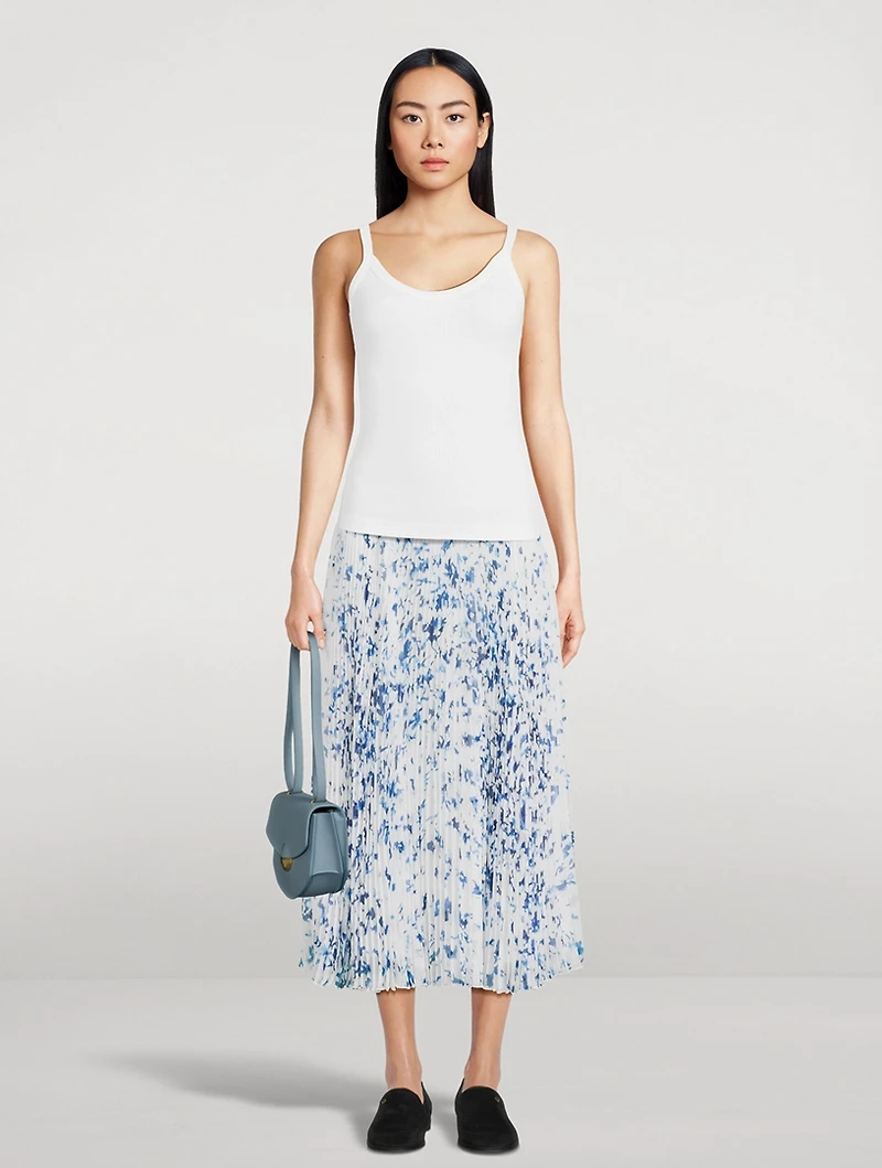 Cecily Pleated Chiffon Midi Skirt Floral Print