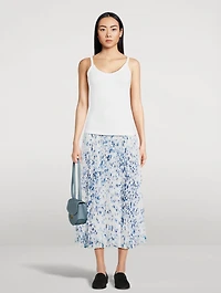 Cecily Pleated Chiffon Midi Skirt Floral Print