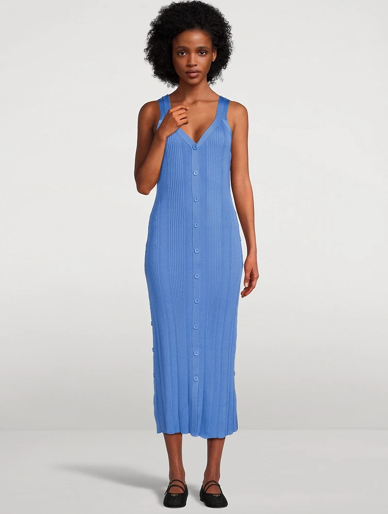 Ellis Column Rib-Knit Midi Dress