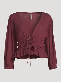 Let's Go Tie-Front Blouse