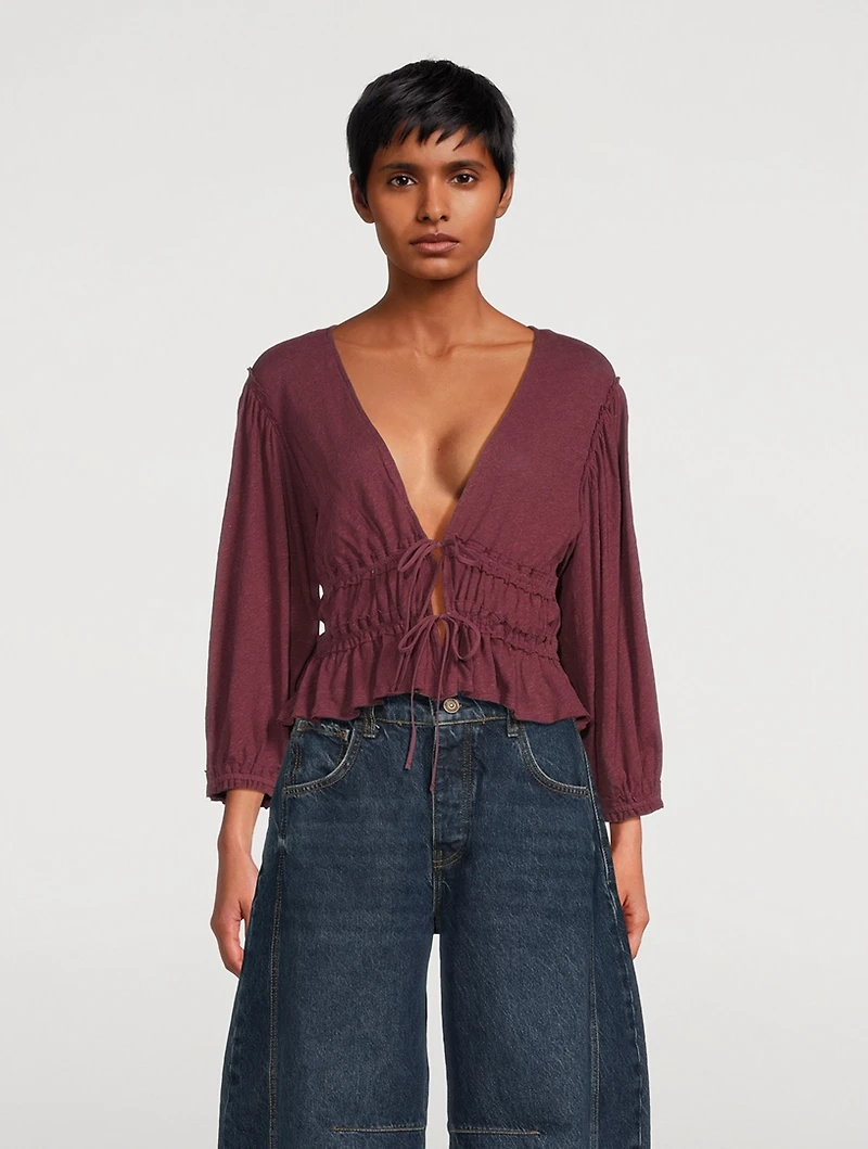 Let's Go Tie-Front Blouse