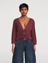 Let's Go Tie-Front Blouse