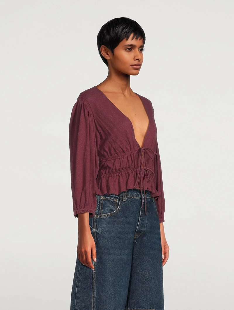 Let's Go Tie-Front Blouse