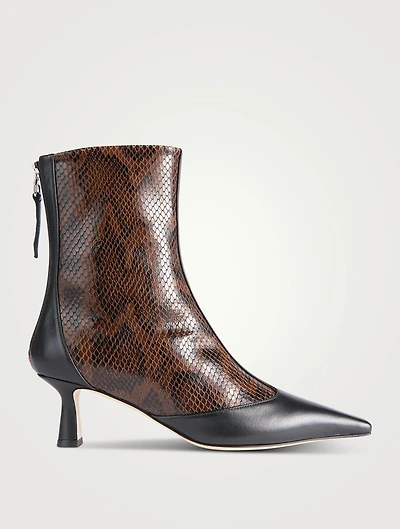 Sila Snakeskin-Embossed Leather Ankle Boots