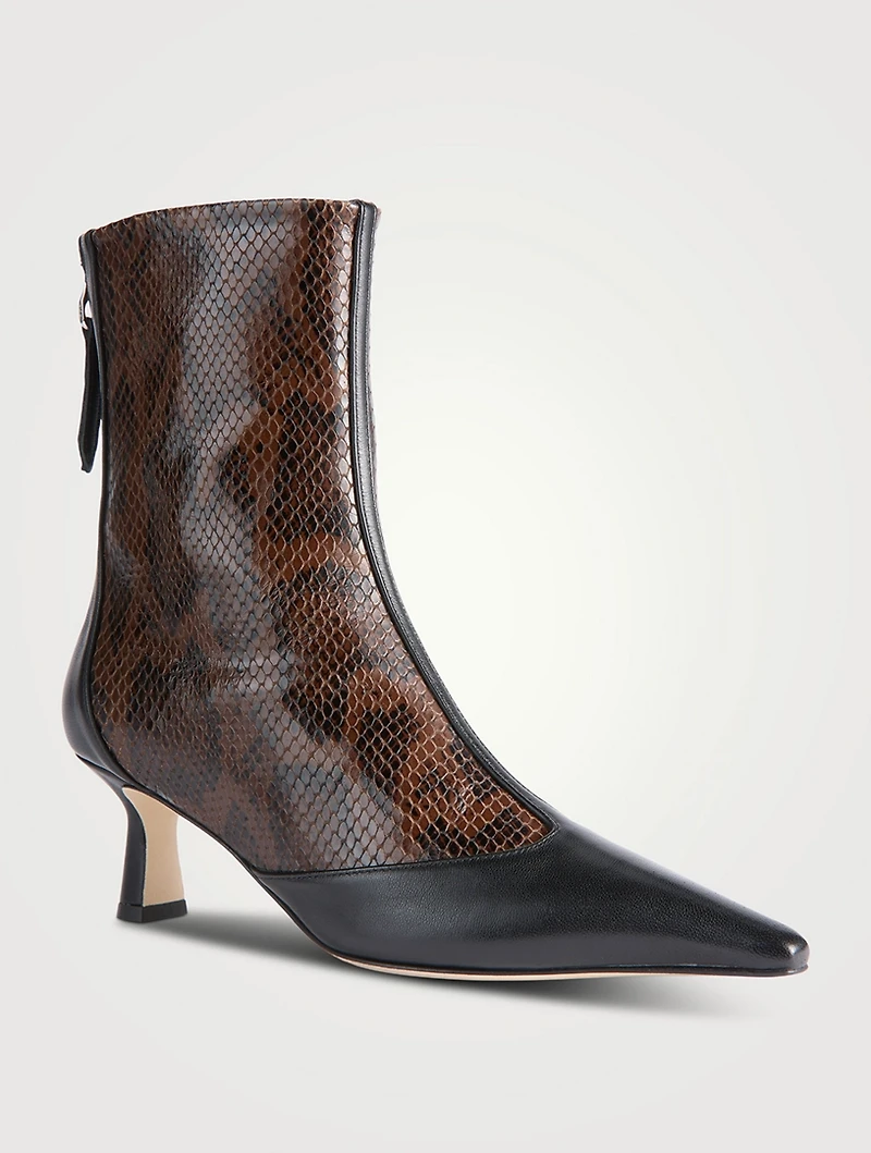 Sila Snakeskin-Embossed Leather Ankle Boots