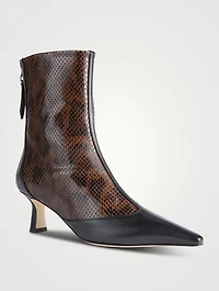 Sila Snakeskin-Embossed Leather Ankle Boots